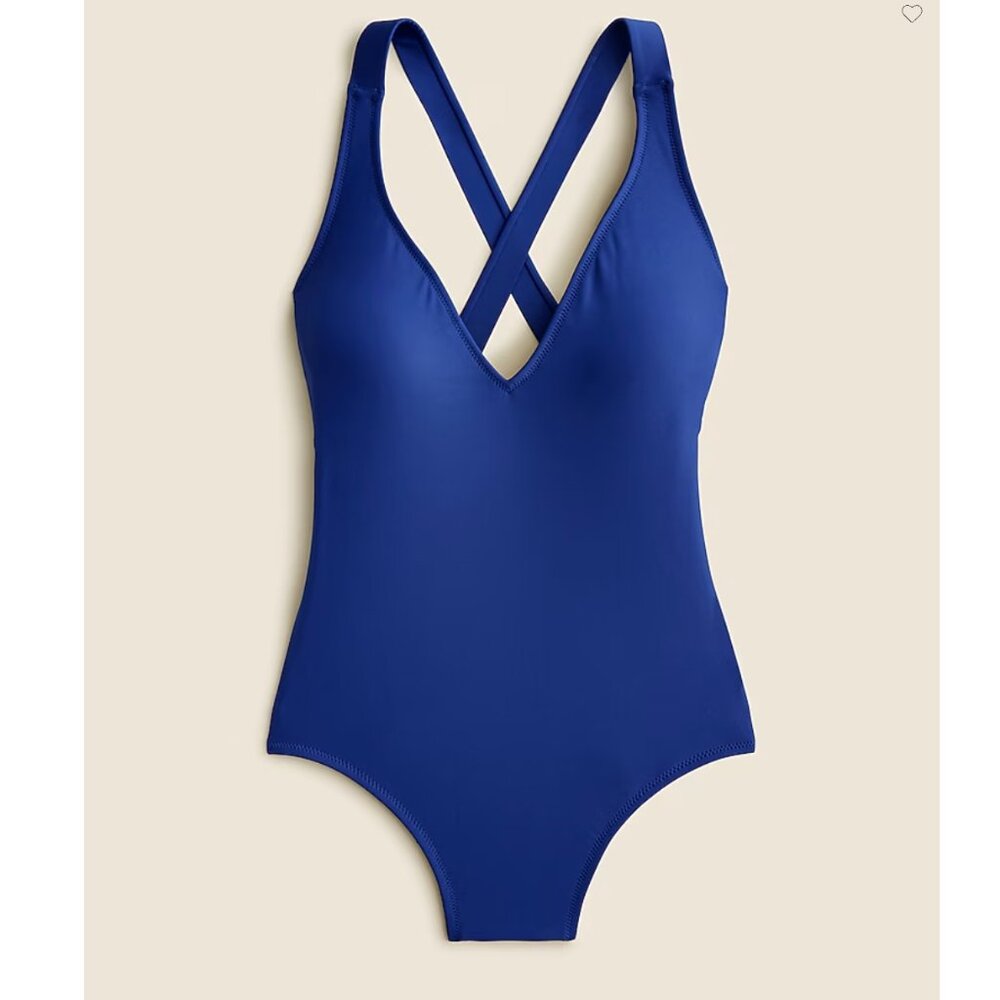 J Crew Size 8 High support cross back one piece Blue